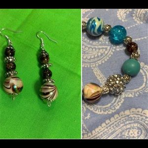 Handmade Earrings Glass Beads Bracelet